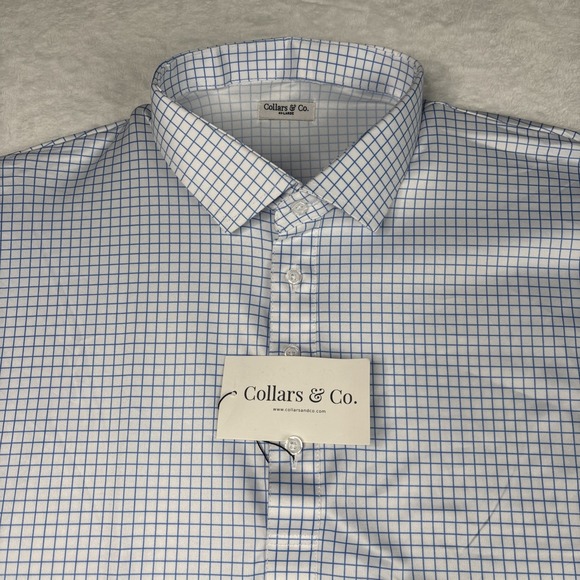 Collars and Co Other - Collars and Co Polo Mens 4XL - Thin Blue Check - Semi Spread Collar Brand New